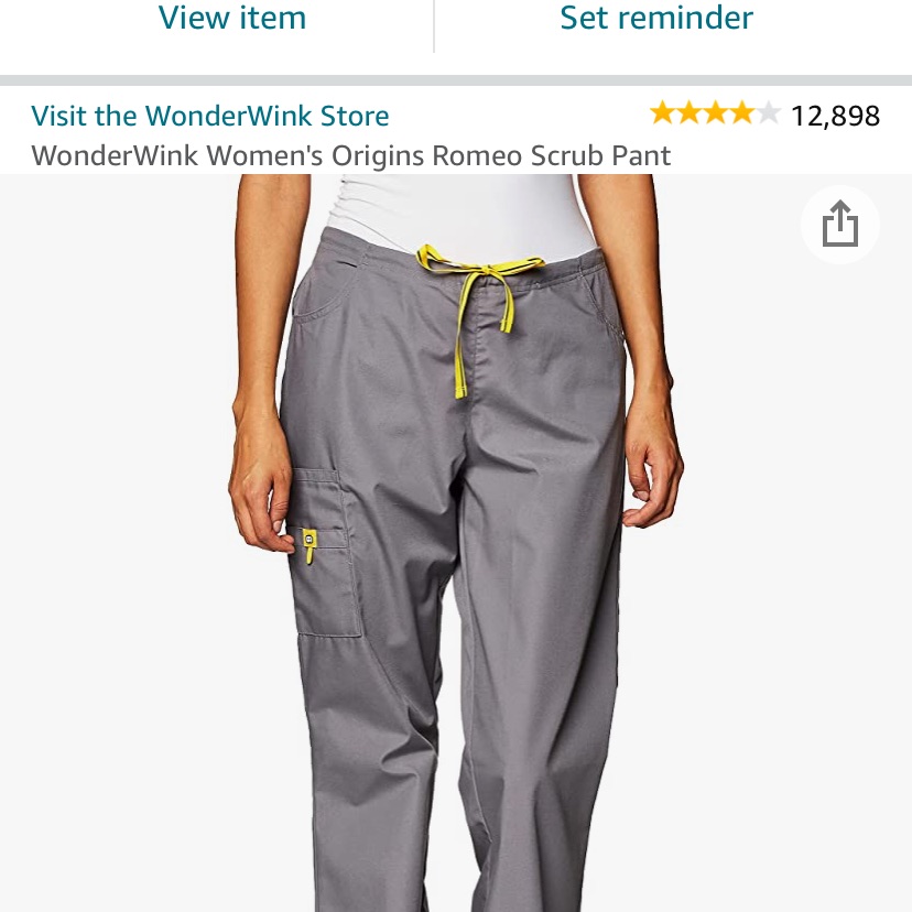Xs Womens Grey Wonderwink Pants Romeo Cargo Style Brand New With Tags On